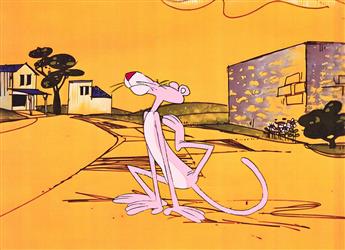DEPATIE-FRELENG / PINK PANTHER The Pink Flea cel and matching drawing.